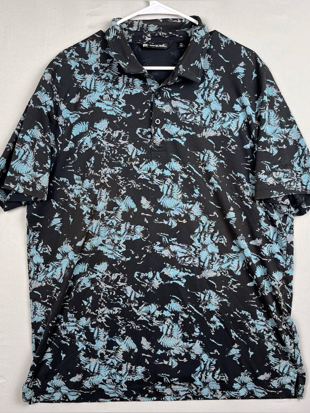 Travis Mathew Alley Oop Polo Shirt Men's 2XL Golf Club Pima Cotton Floral Black